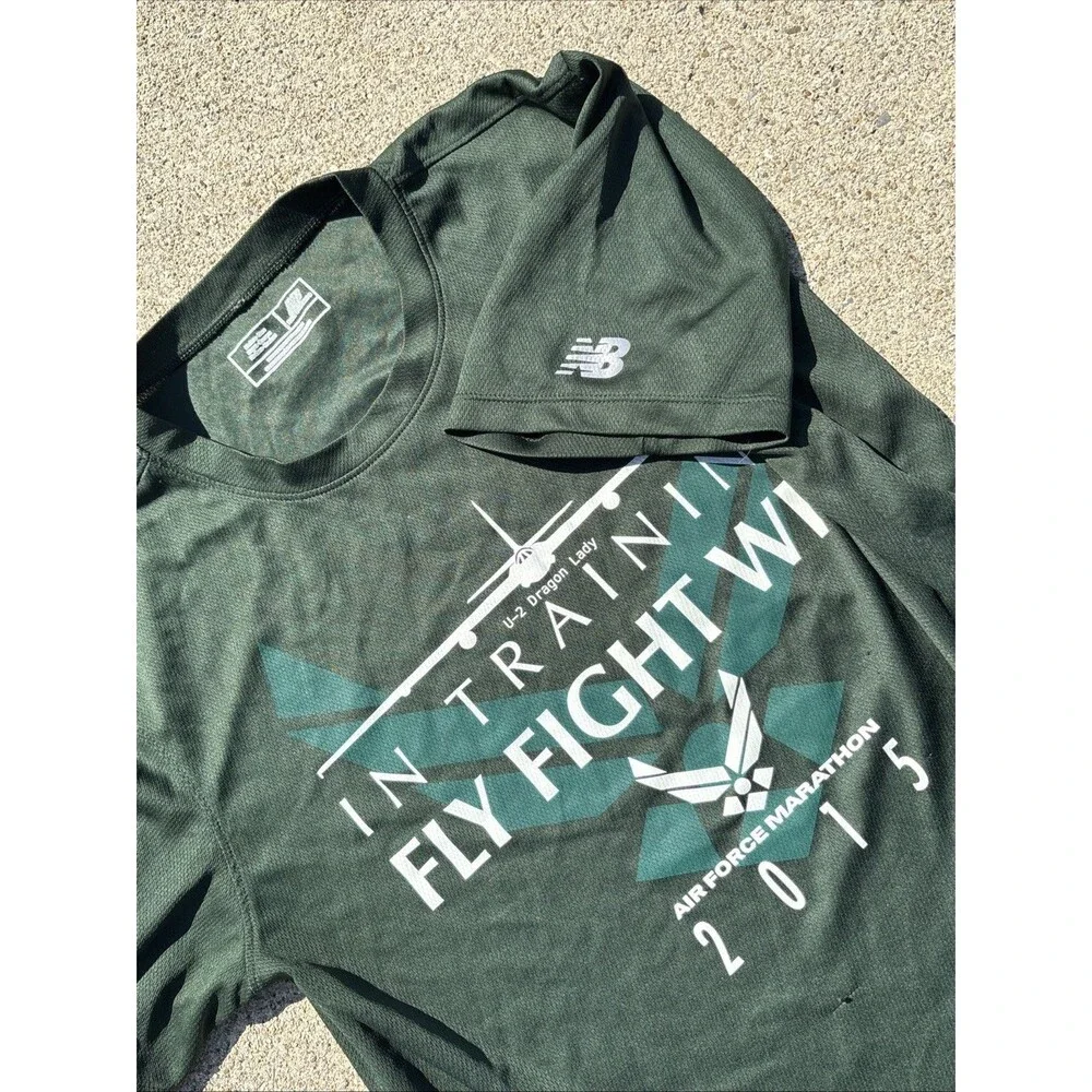 Official 2015 AIR FORCE MARATHON Shirt U-2 Dragon Lady Men Med Green Run Wicking